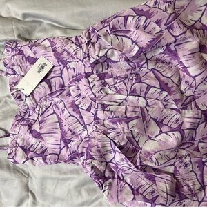 Janie and Jack Purple Leaf Pattern Jumpsuit